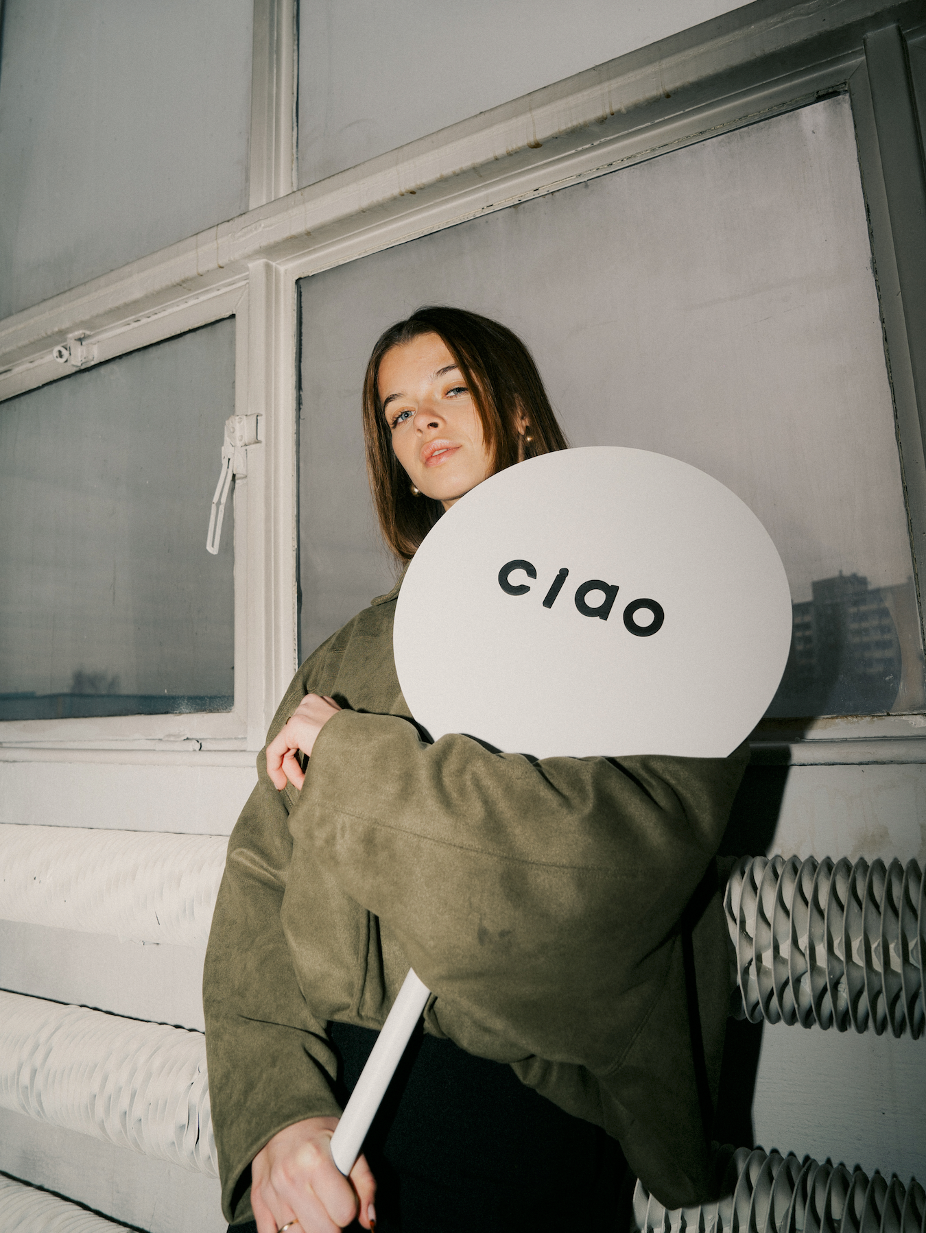 Round Standing Sign White