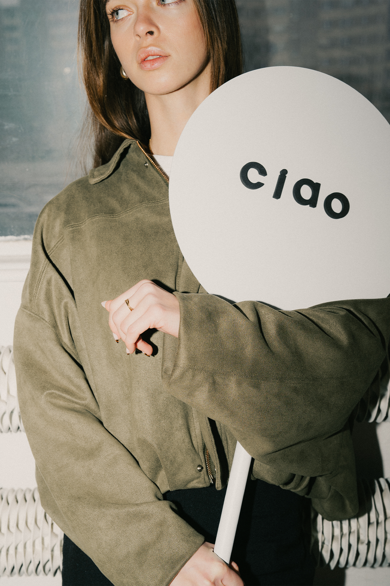 Round Hanging Sign White